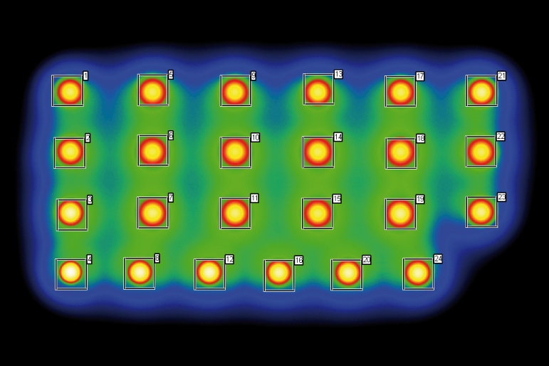 Luminance image of the LED assembly group LED裝配組的亮度圖像
